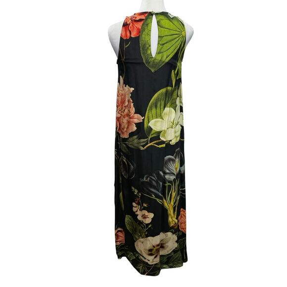 Siddhartha Bansal Halter Maxi Dress Lined Black Floral Sequin Detail Size 2 - Picture 5 of 11